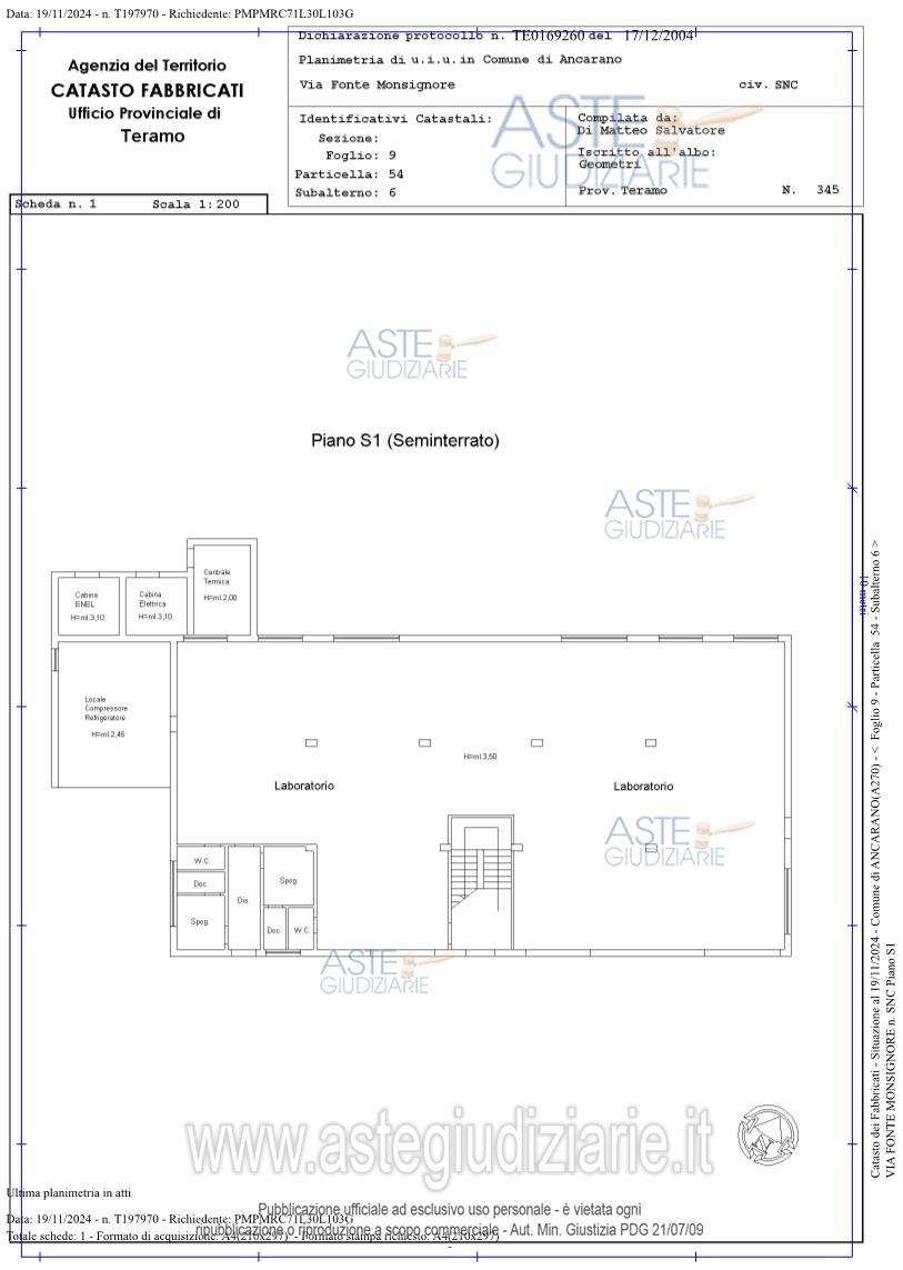 Planimetria del bene
