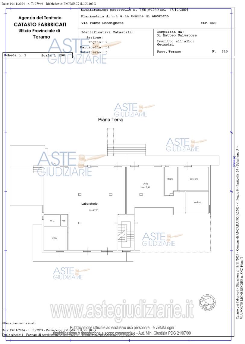 Planimetria del bene