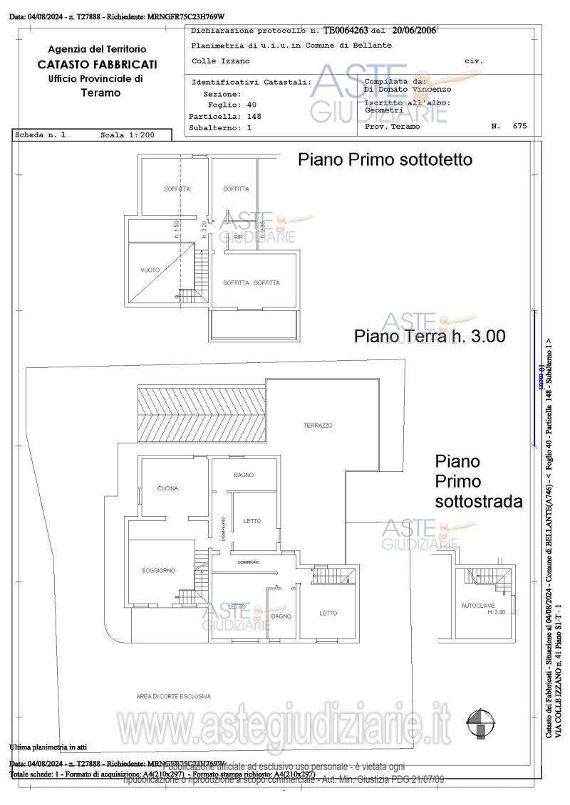 Planimetria del bene