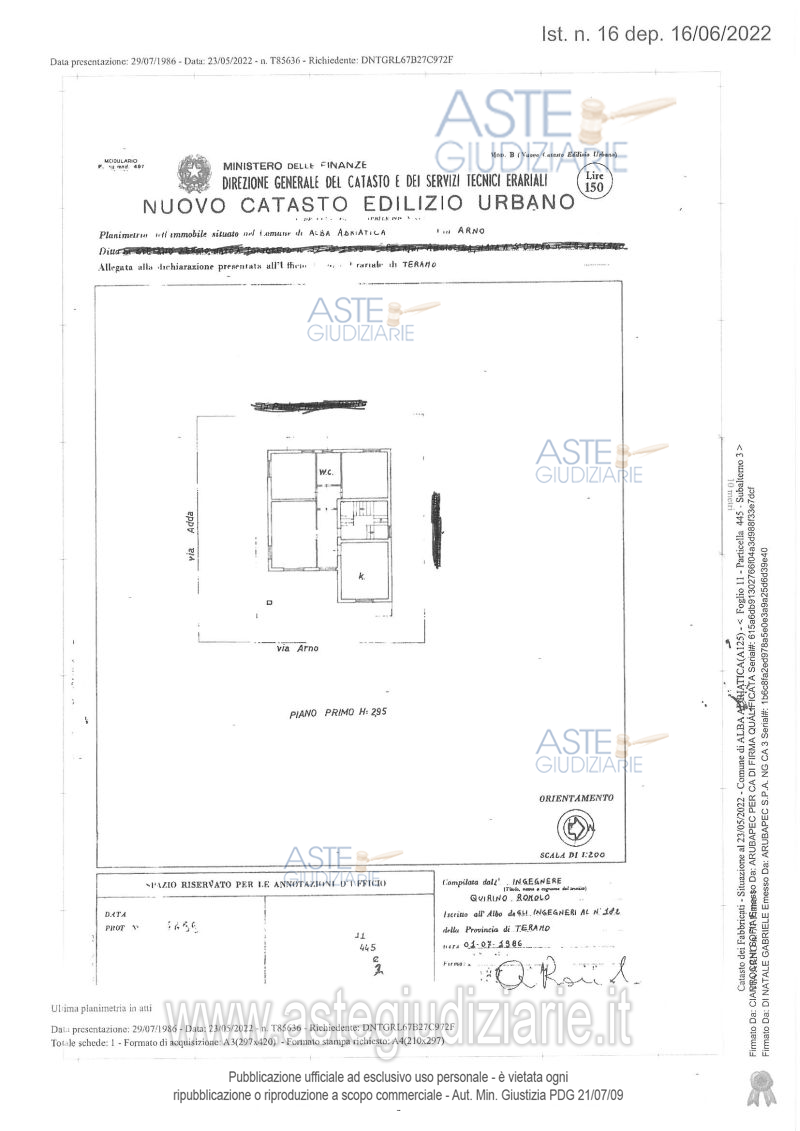 Planimetria del bene