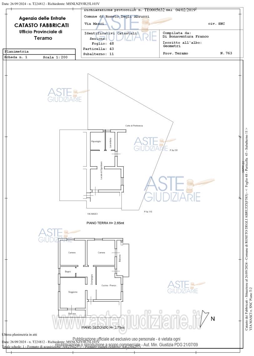 Planimetria del bene