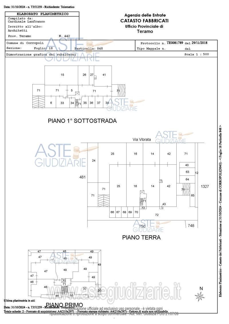 Planimetria del bene