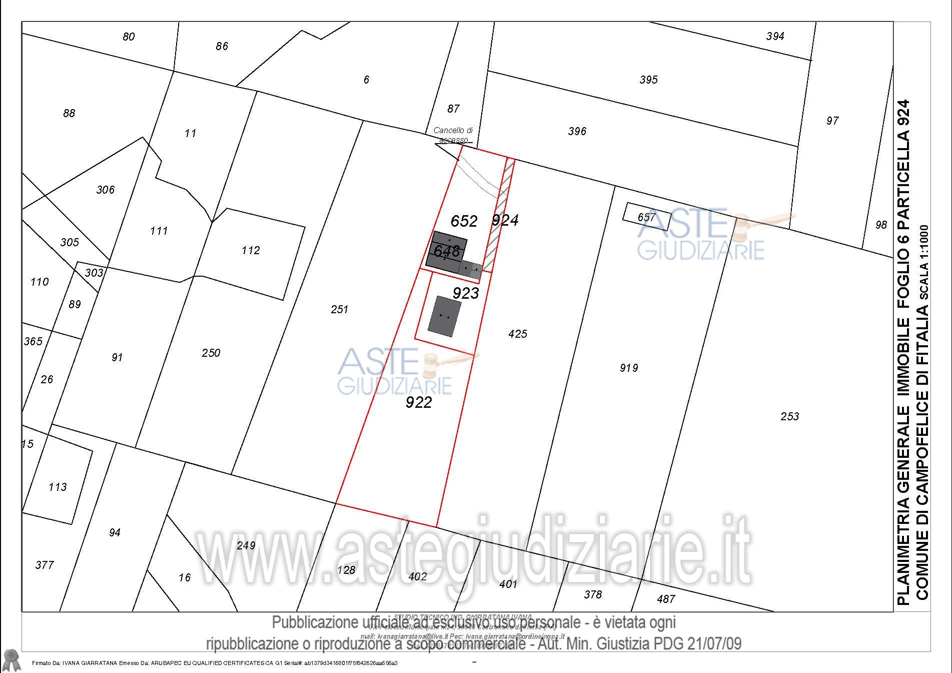 Planimetria del bene