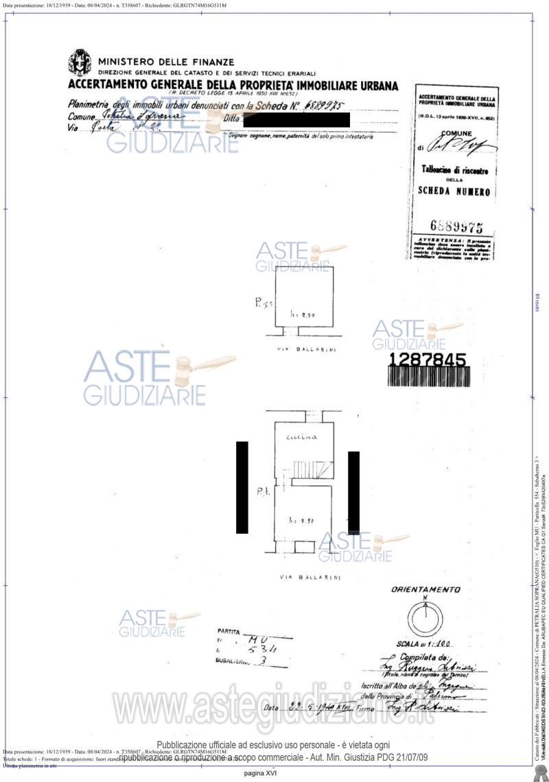 Planimetria del bene