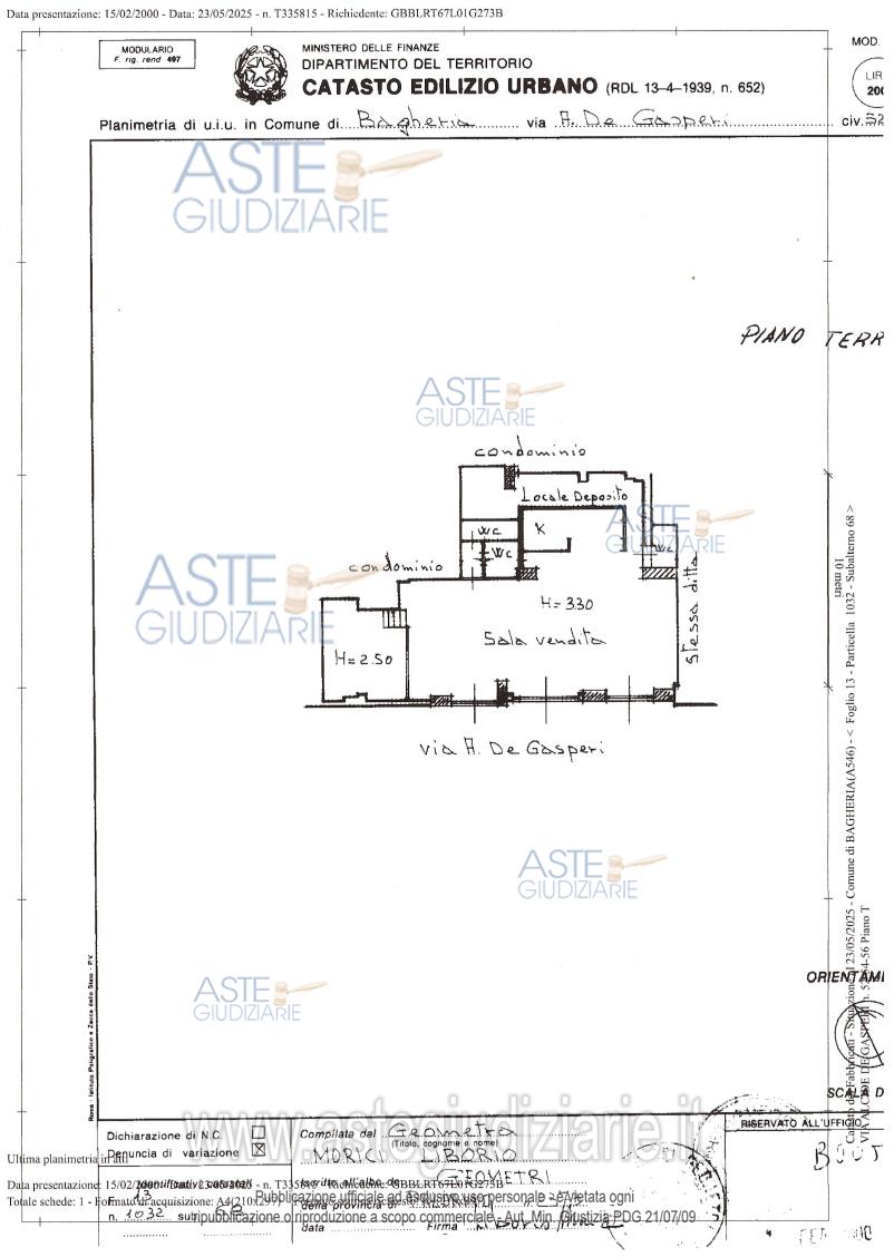 Planimetria del bene