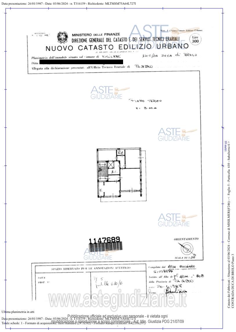 Planimetria del bene