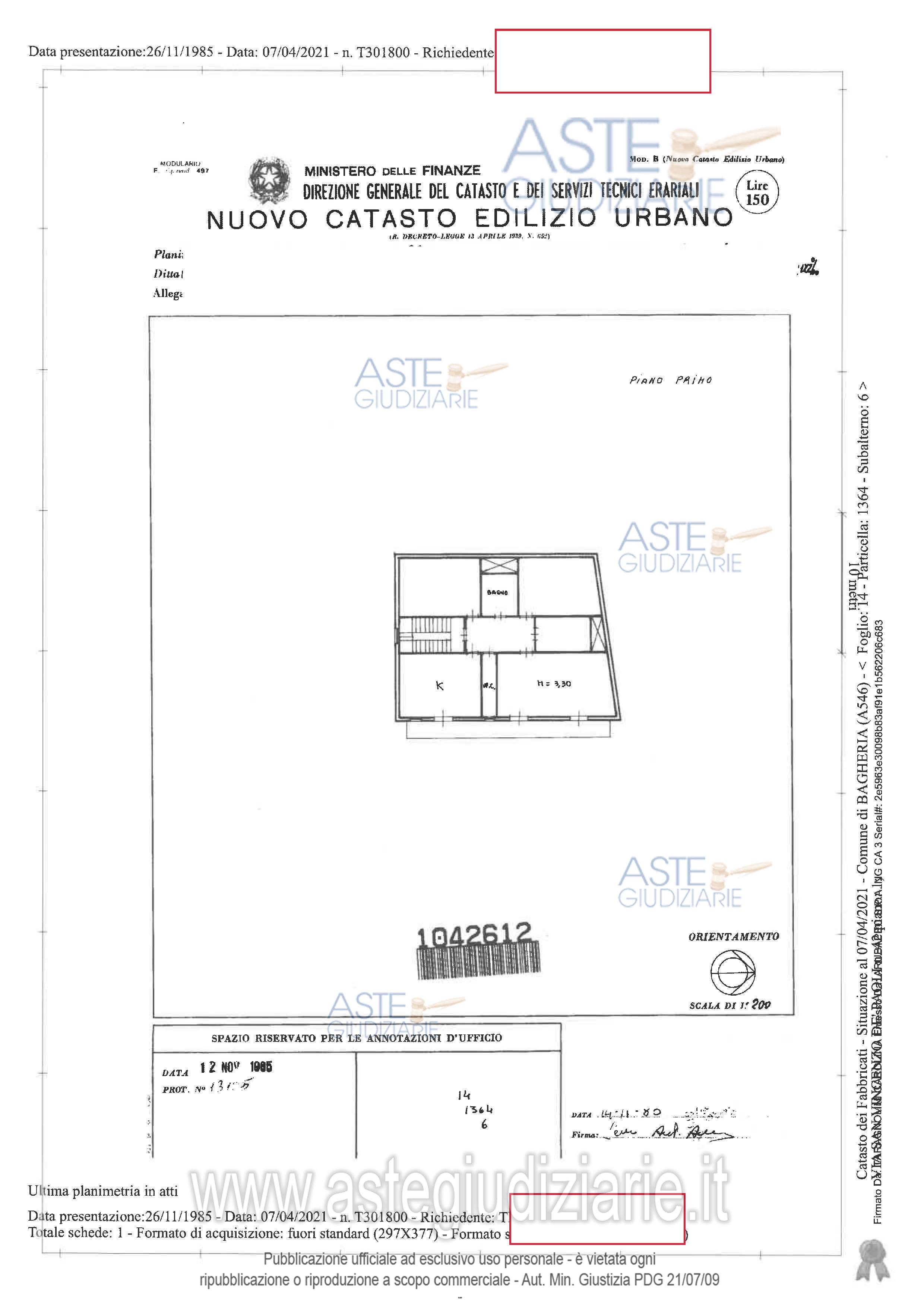 Planimetria del bene
