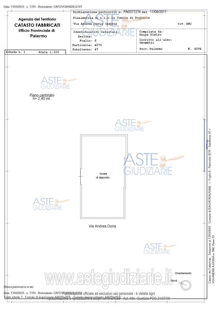 Planimetria del bene