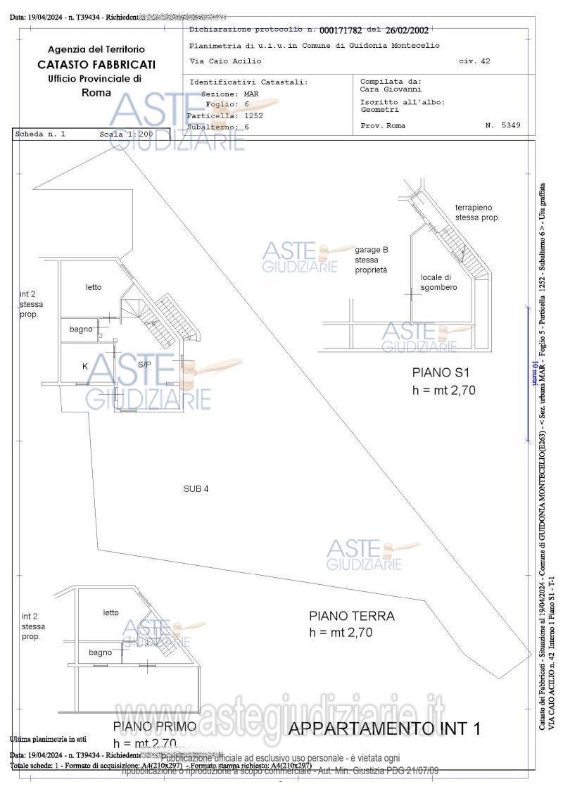 Planimetria del bene