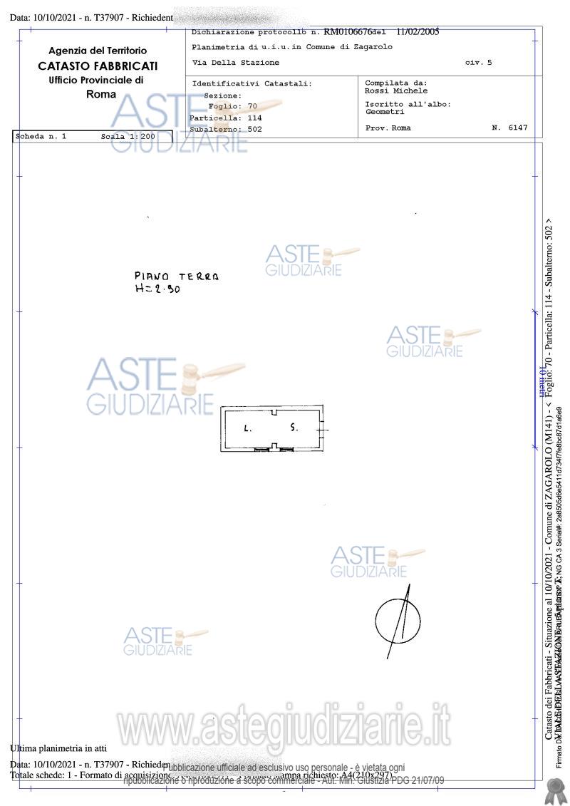 Planimetria del bene