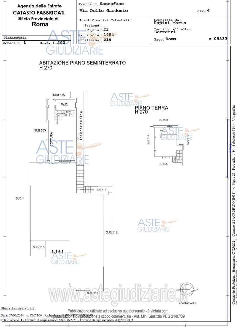 Planimetria del bene