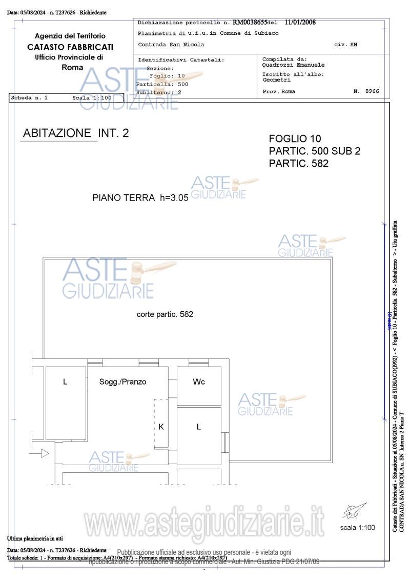 Planimetria del bene