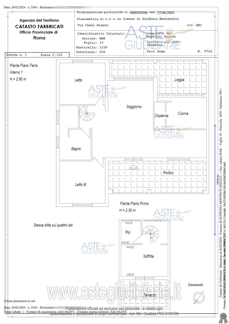 Planimetria del bene