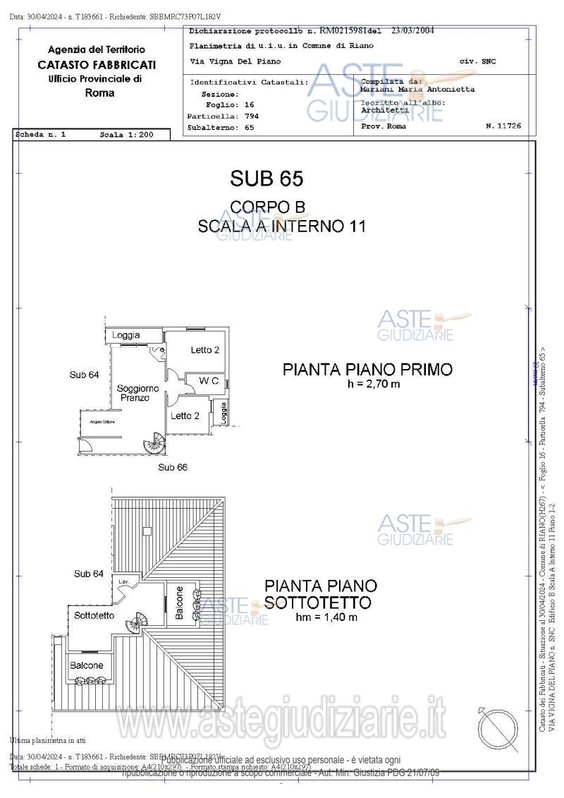 Planimetria del bene
