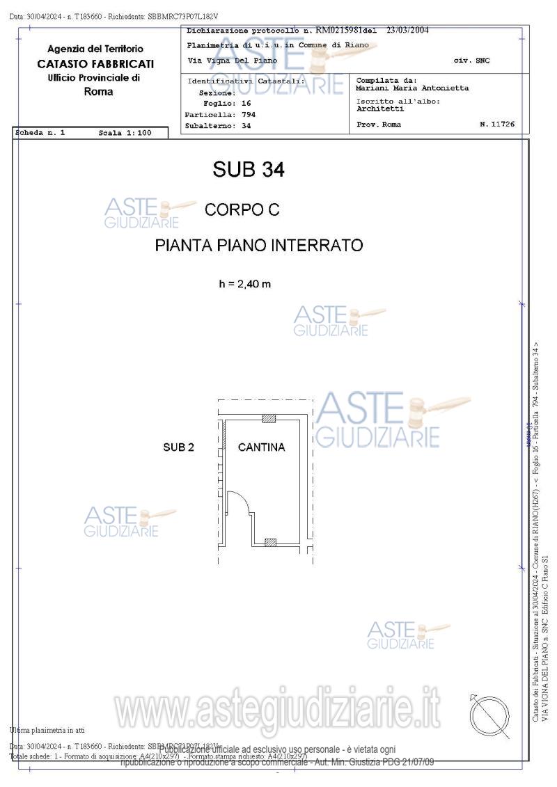 Planimetria del bene