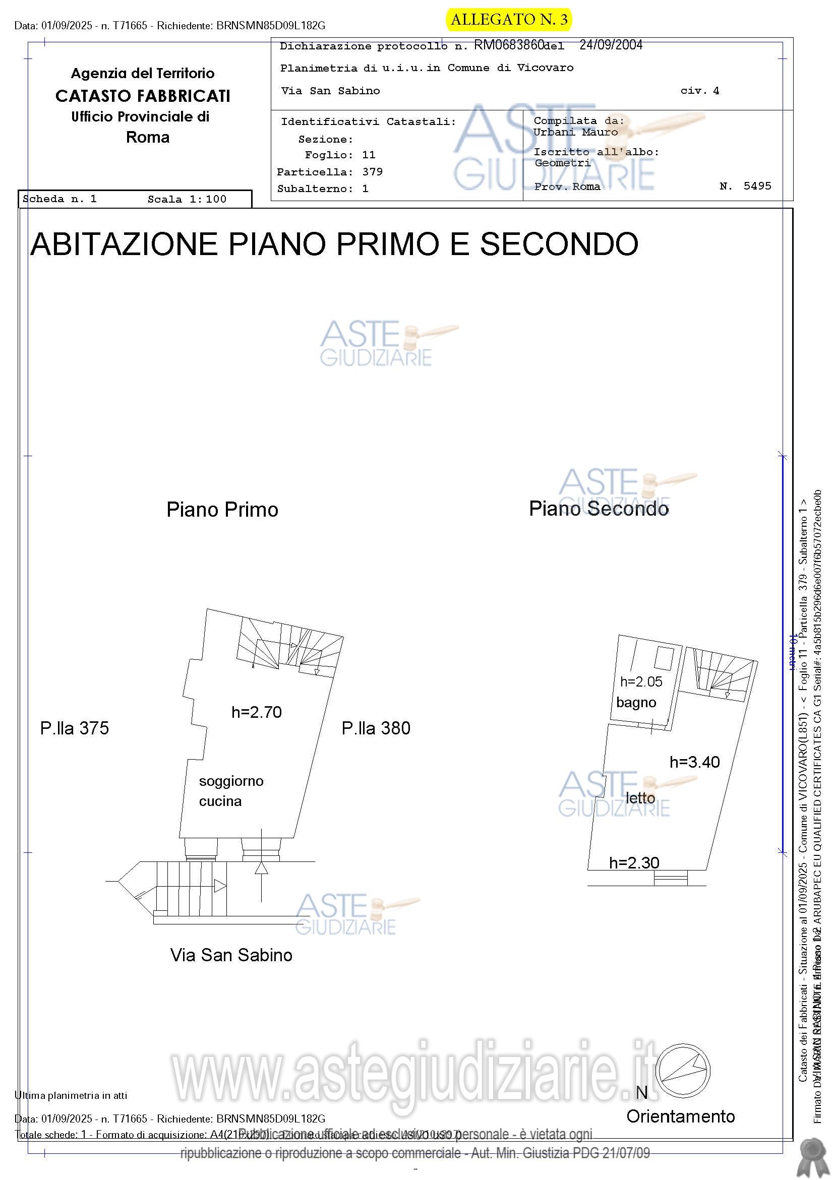 Planimetria del bene