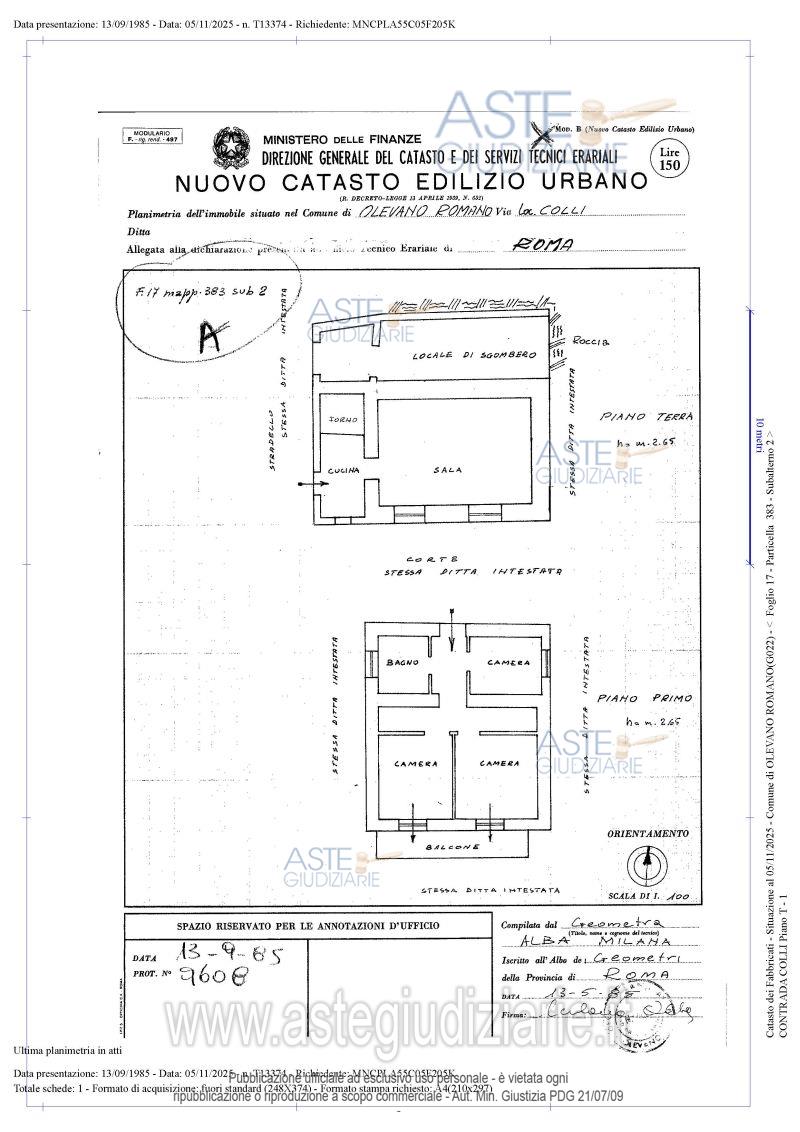 Planimetria del bene