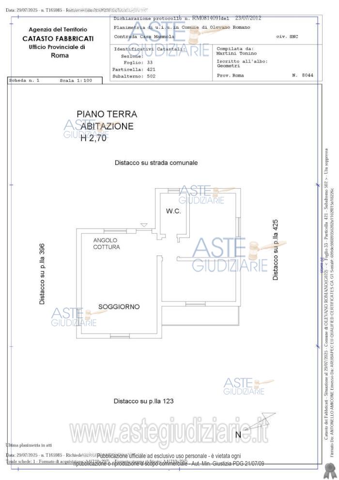 Planimetria del bene