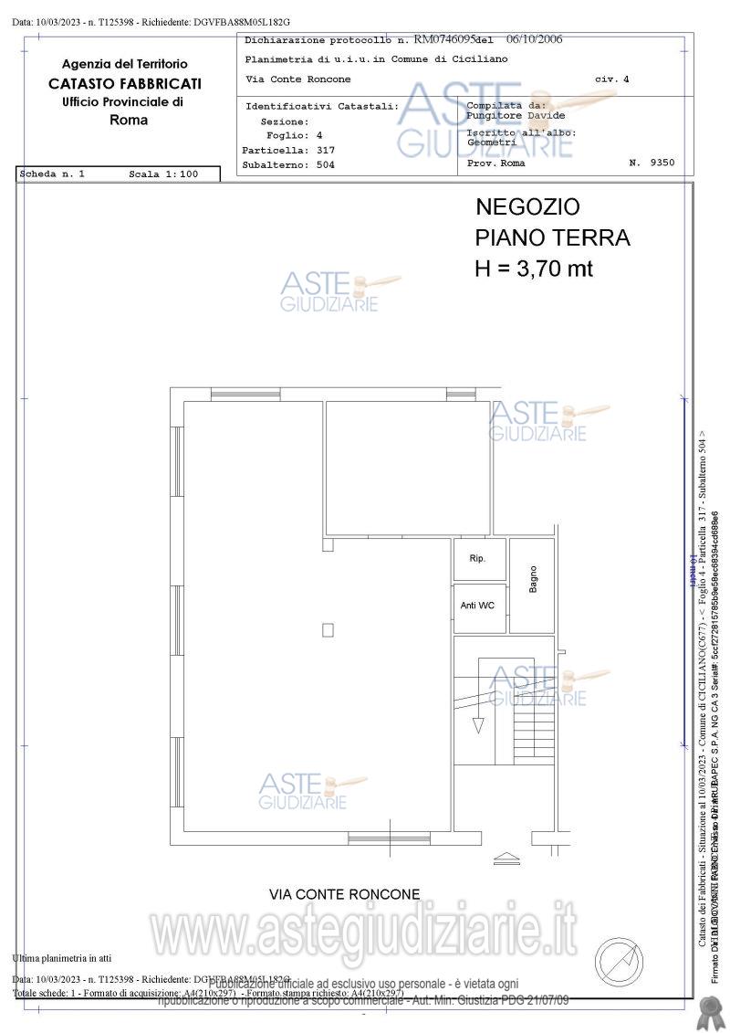 Planimetria del bene