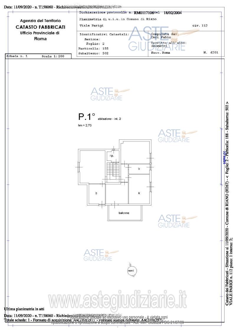Planimetria del bene