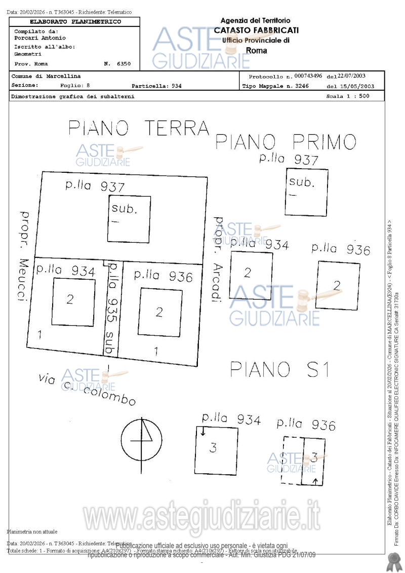 Planimetria del bene