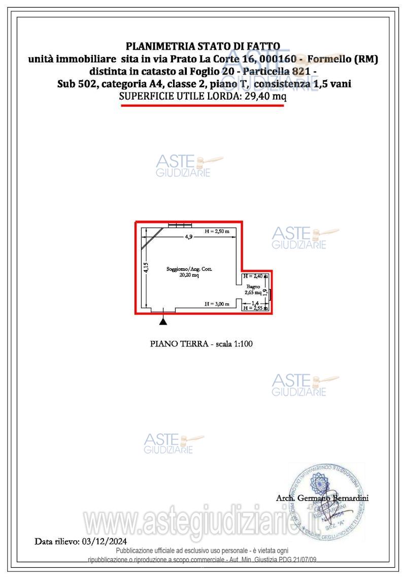 Planimetria del bene