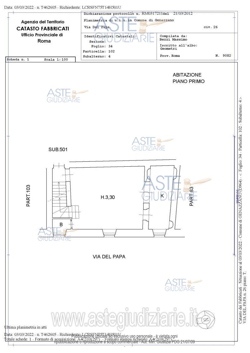 Planimetria del bene