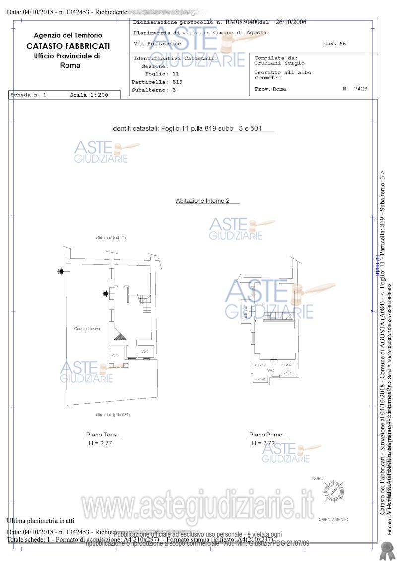 Planimetria del bene