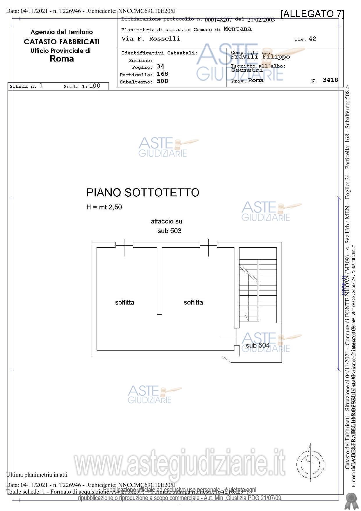 Planimetria del bene