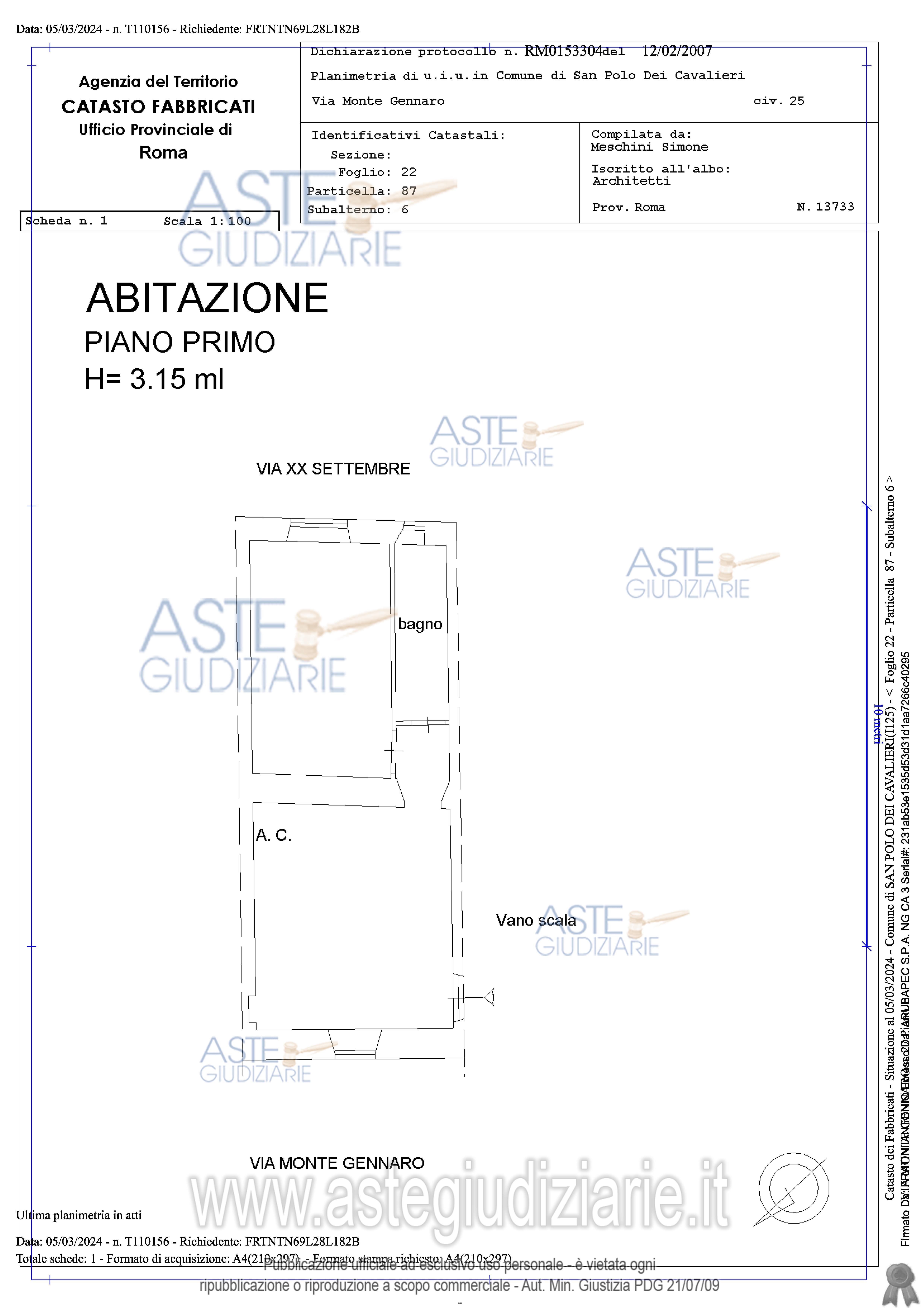 Planimetria del bene