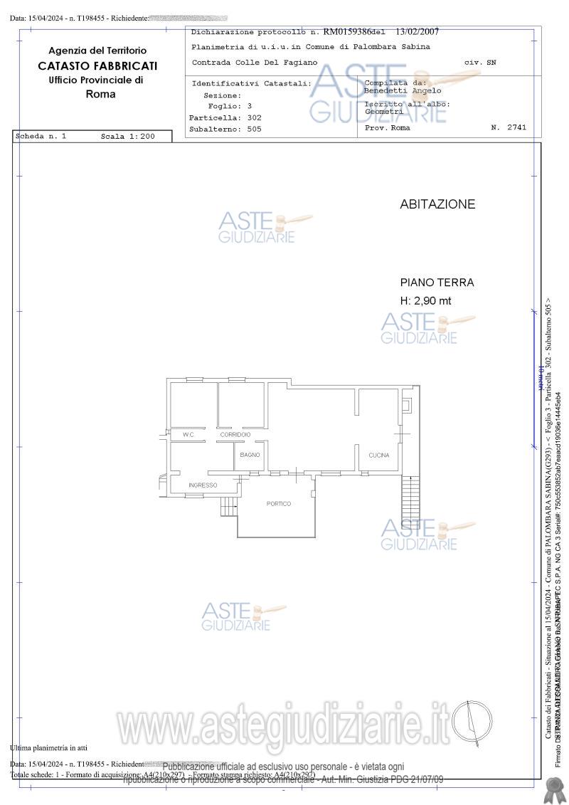 Planimetria del bene