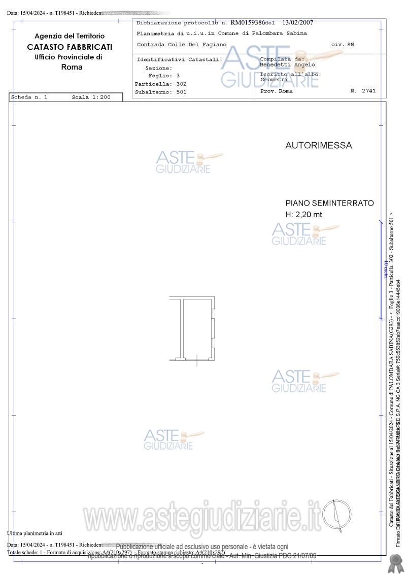 Planimetria del bene