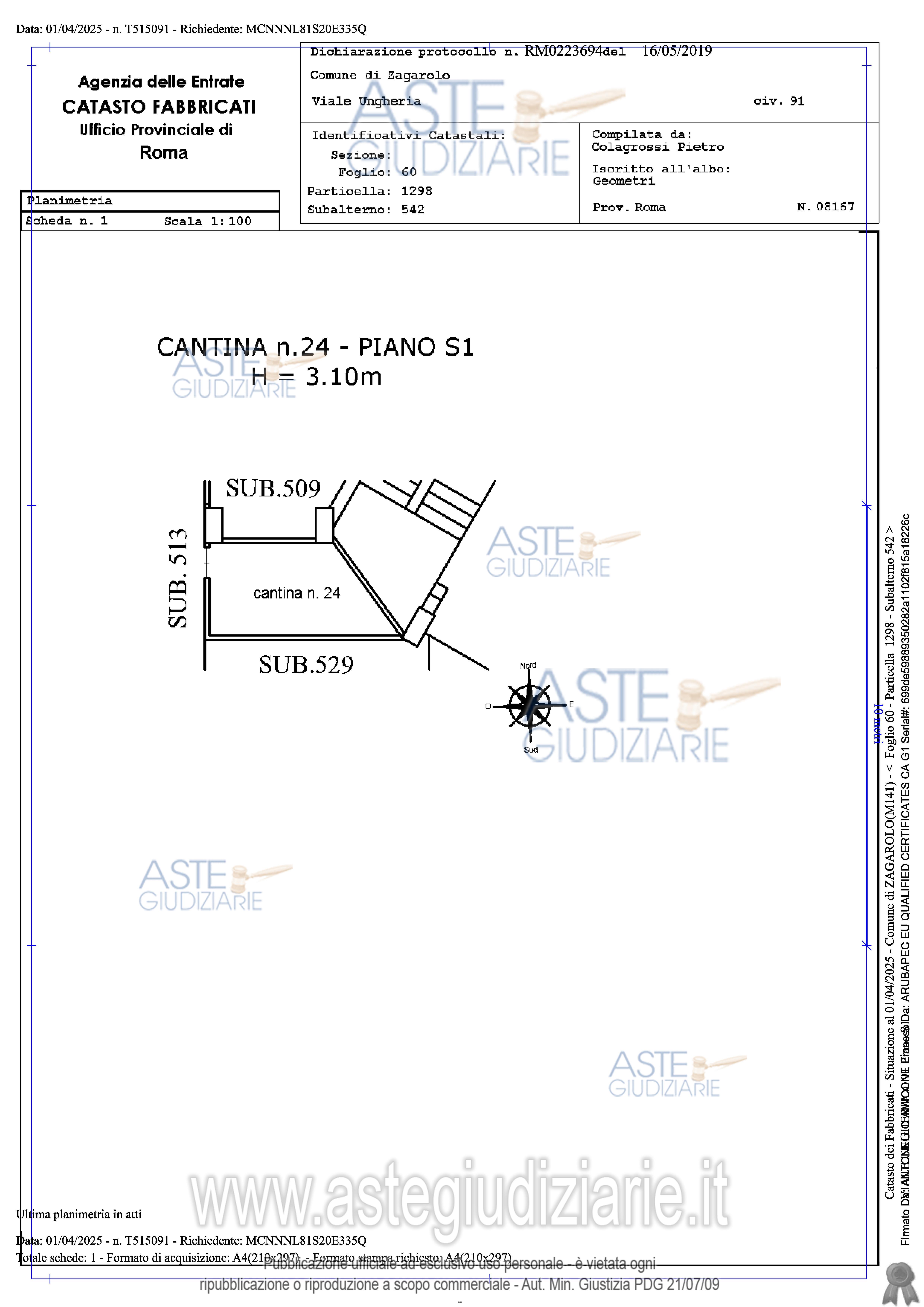 Planimetria del bene