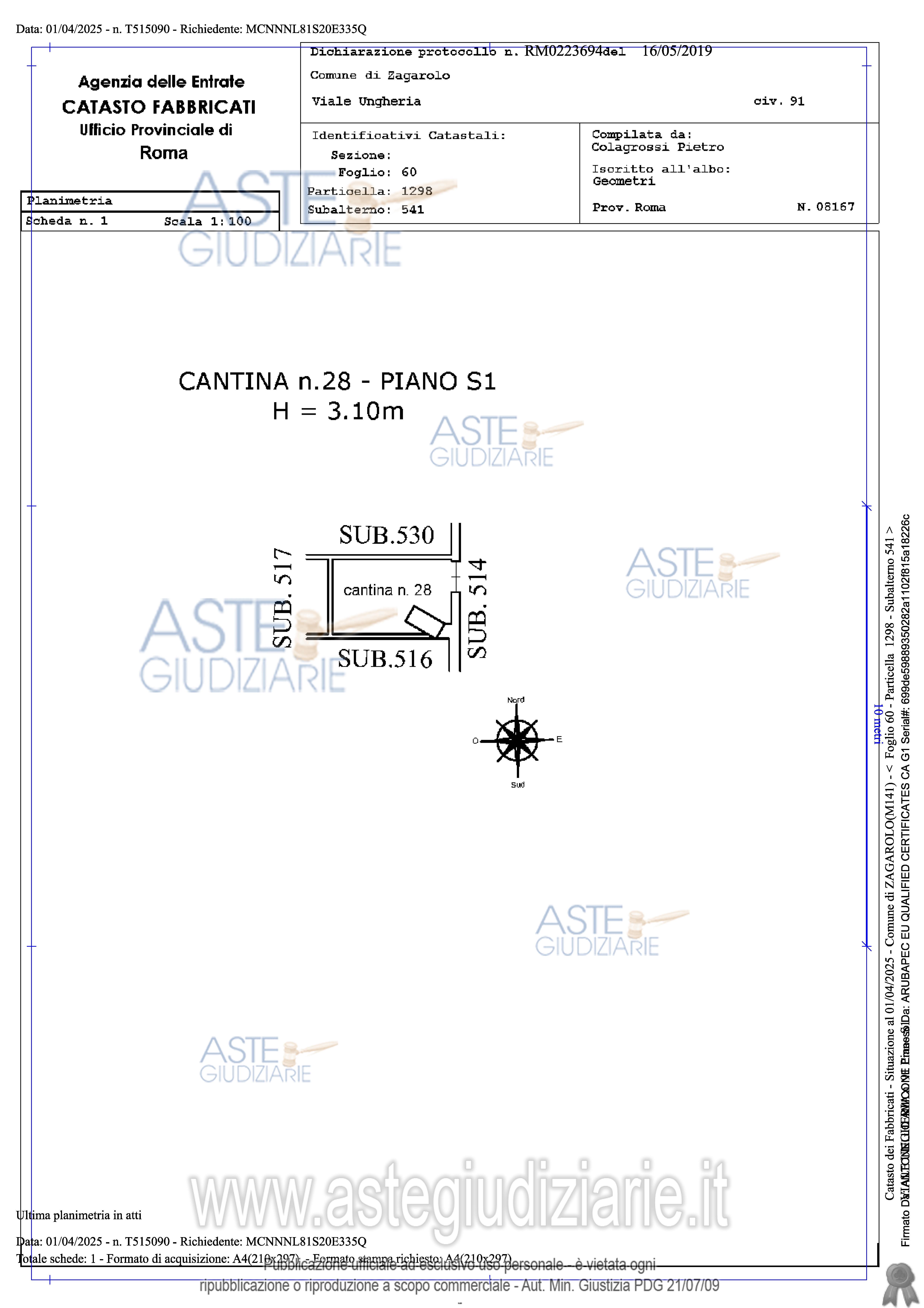 Planimetria del bene