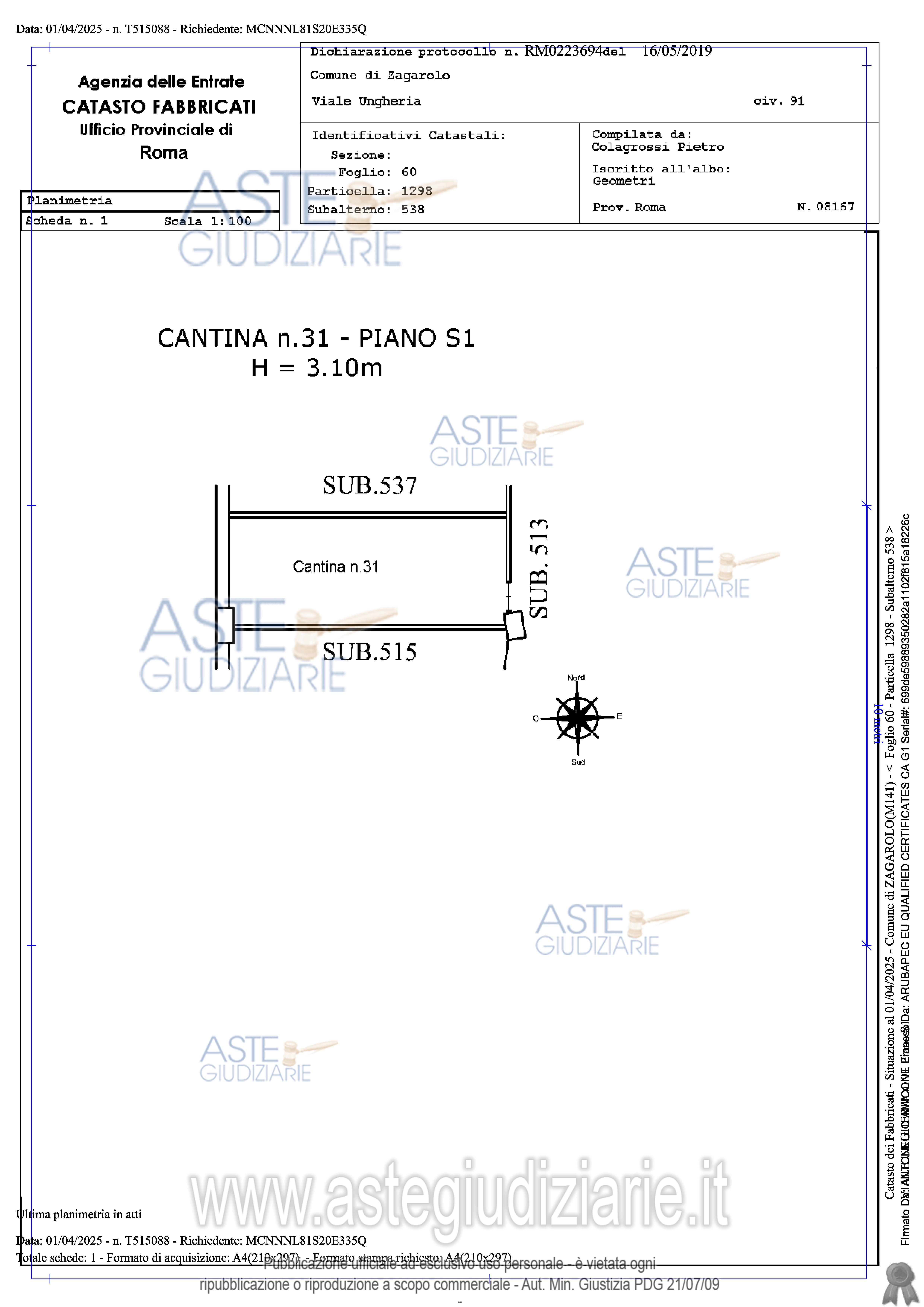 Planimetria del bene