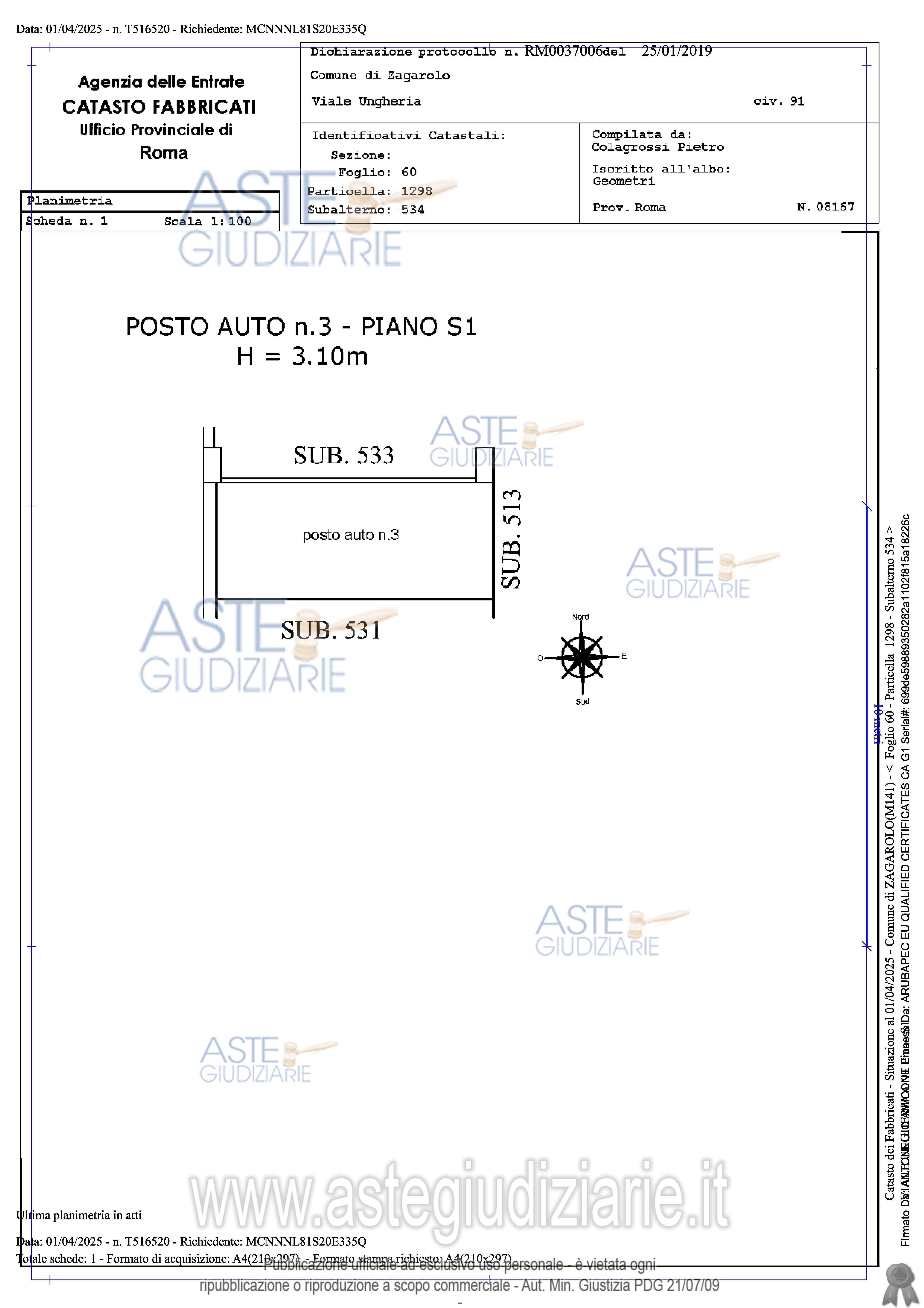 Planimetria del bene