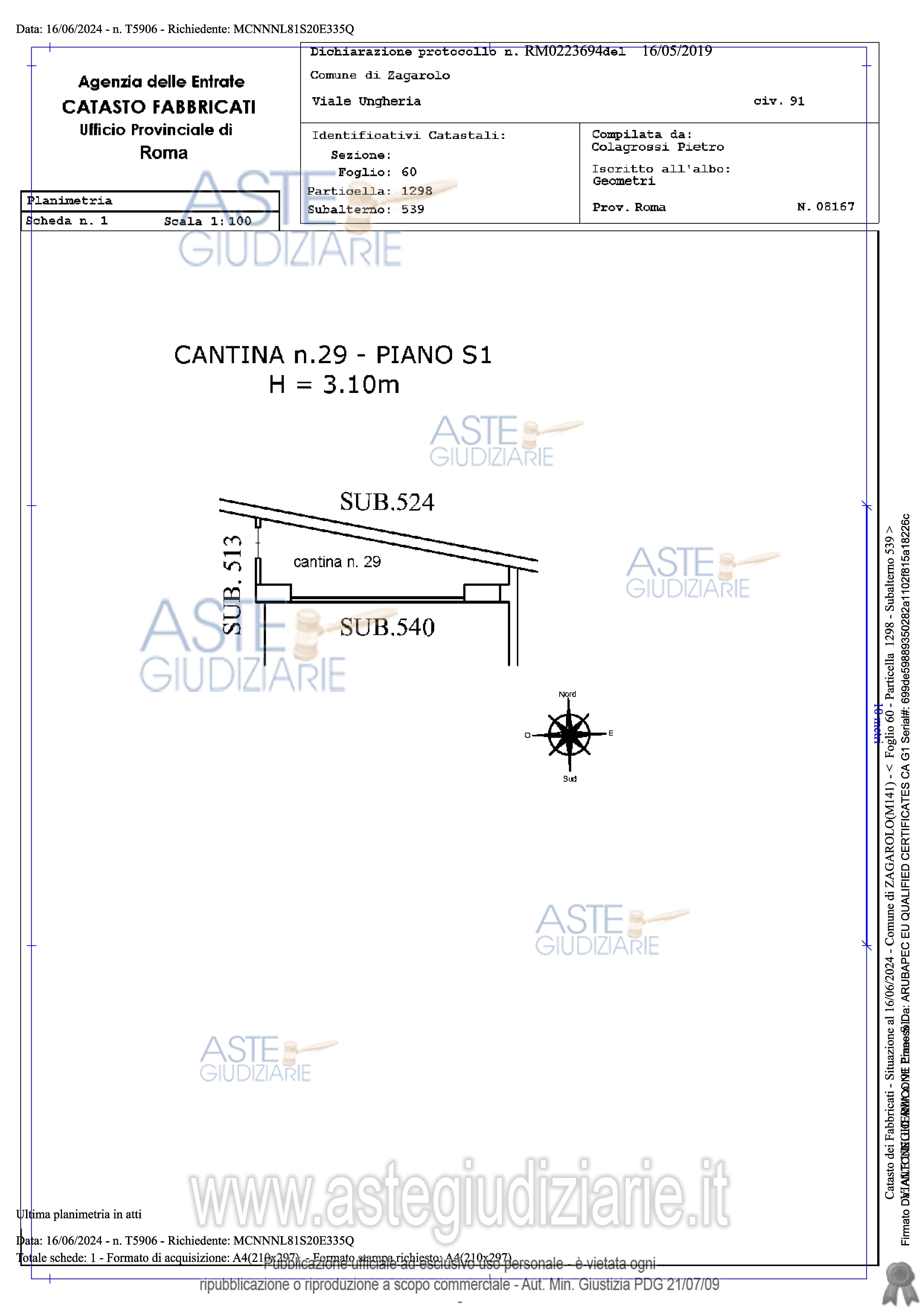 Planimetria del bene
