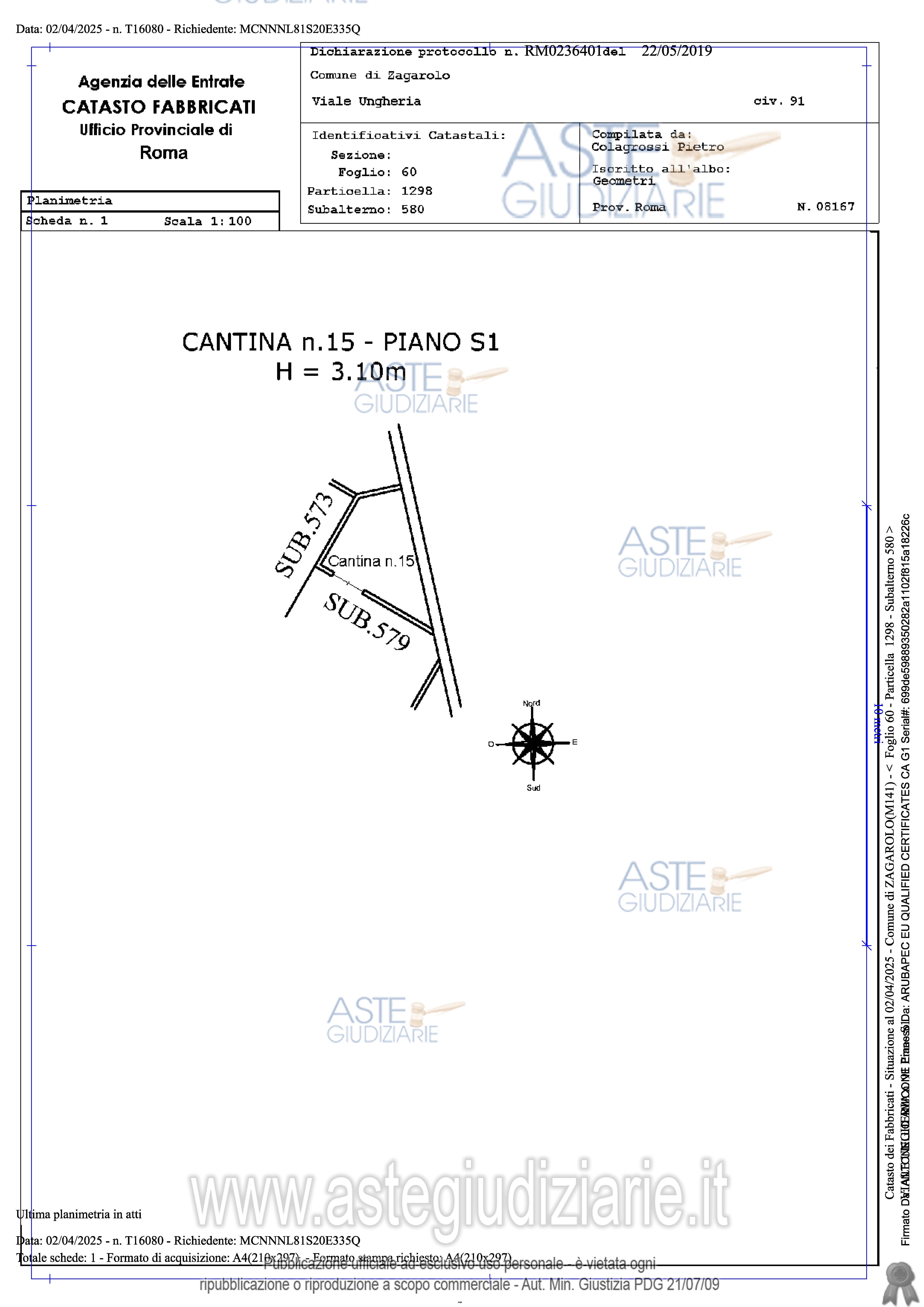 Planimetria del bene