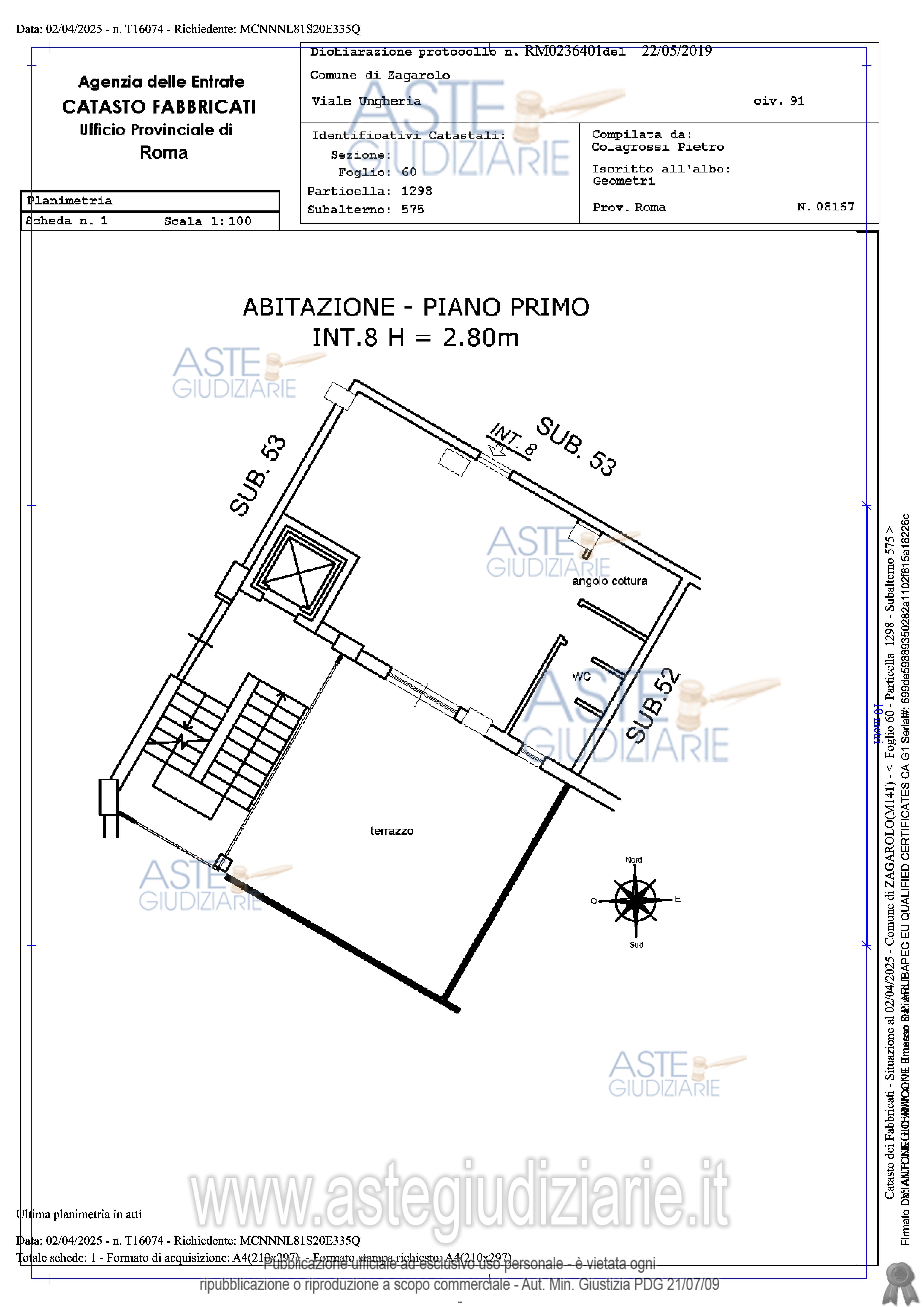 Planimetria del bene