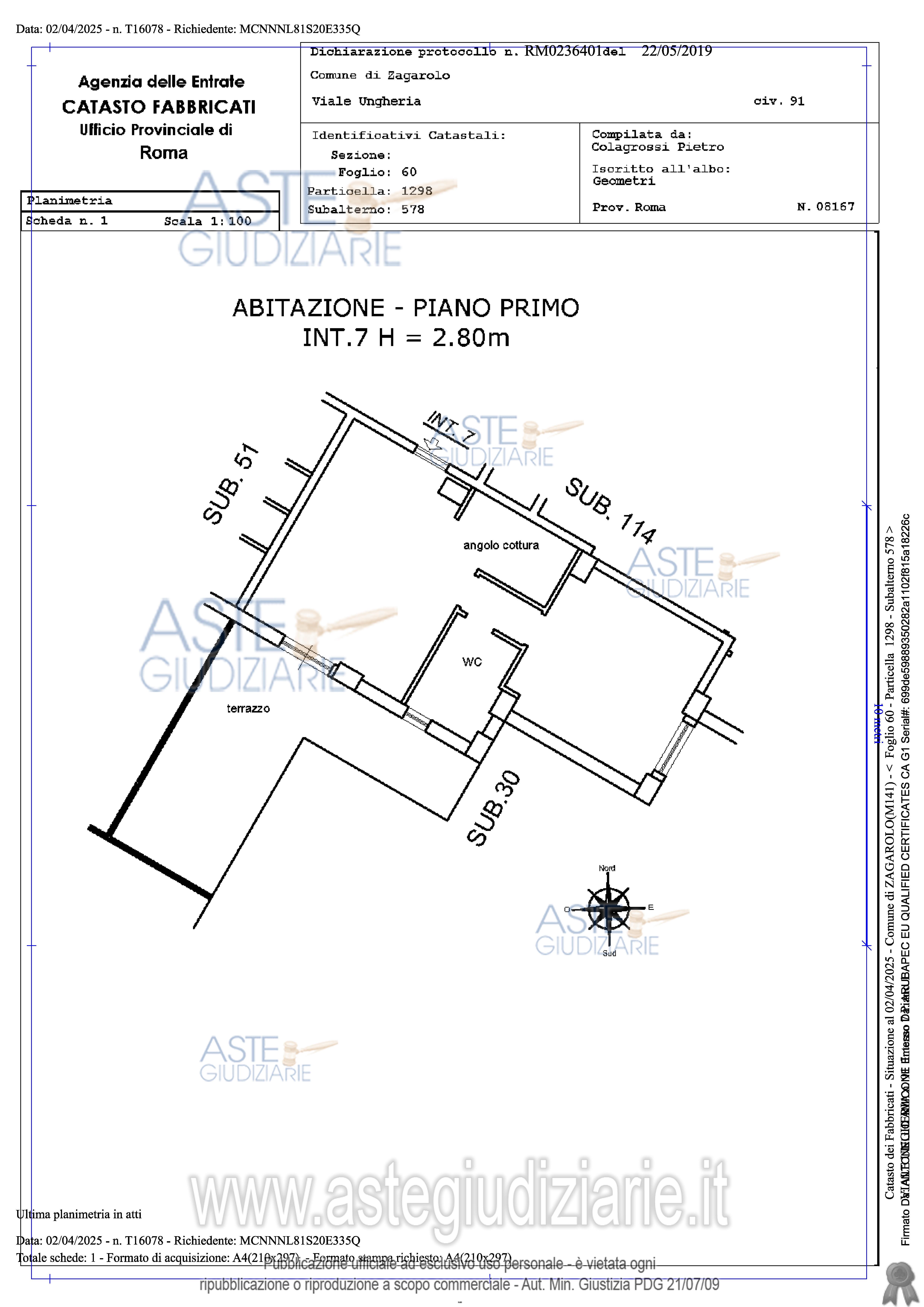 Planimetria del bene