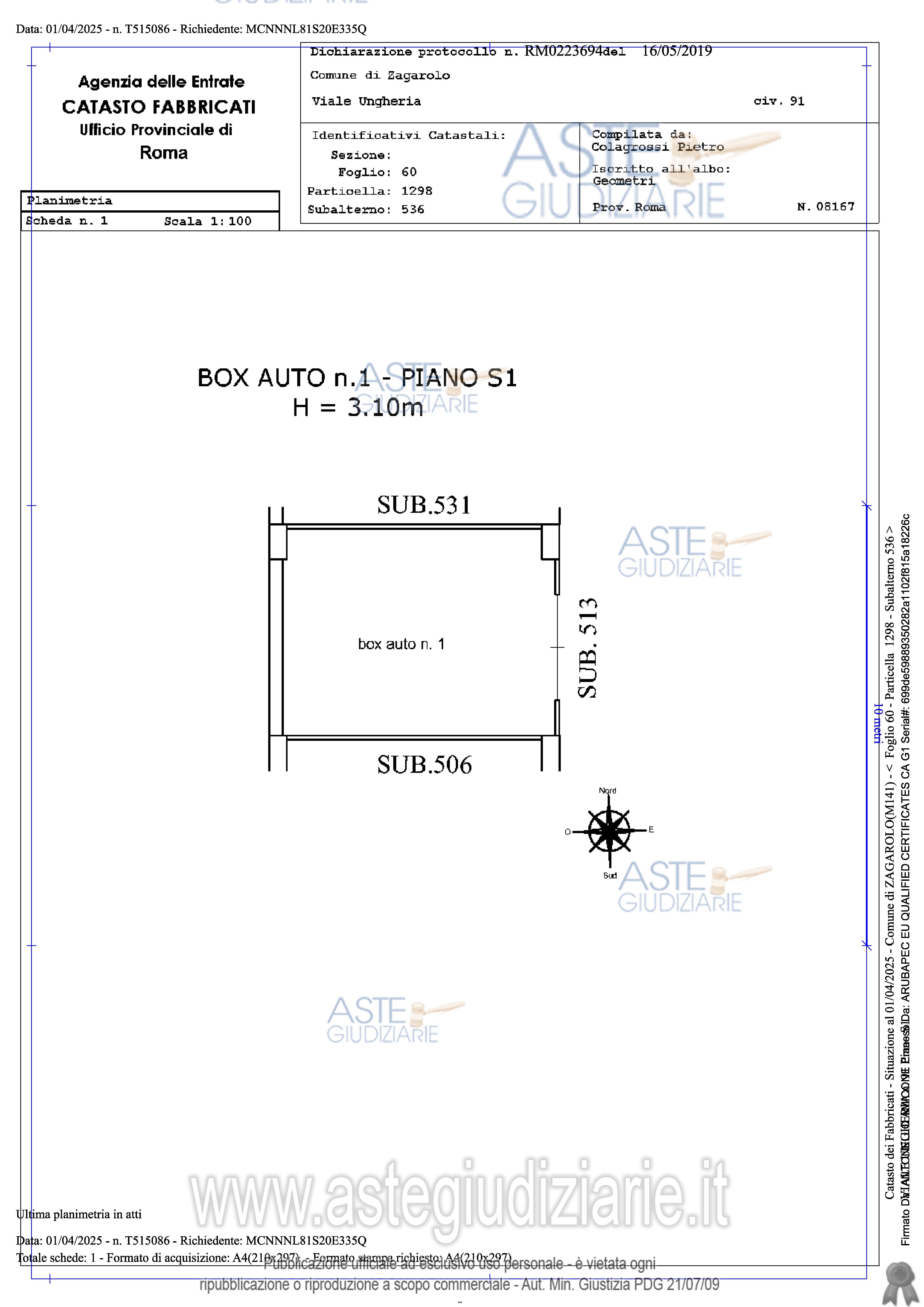 Planimetria del bene