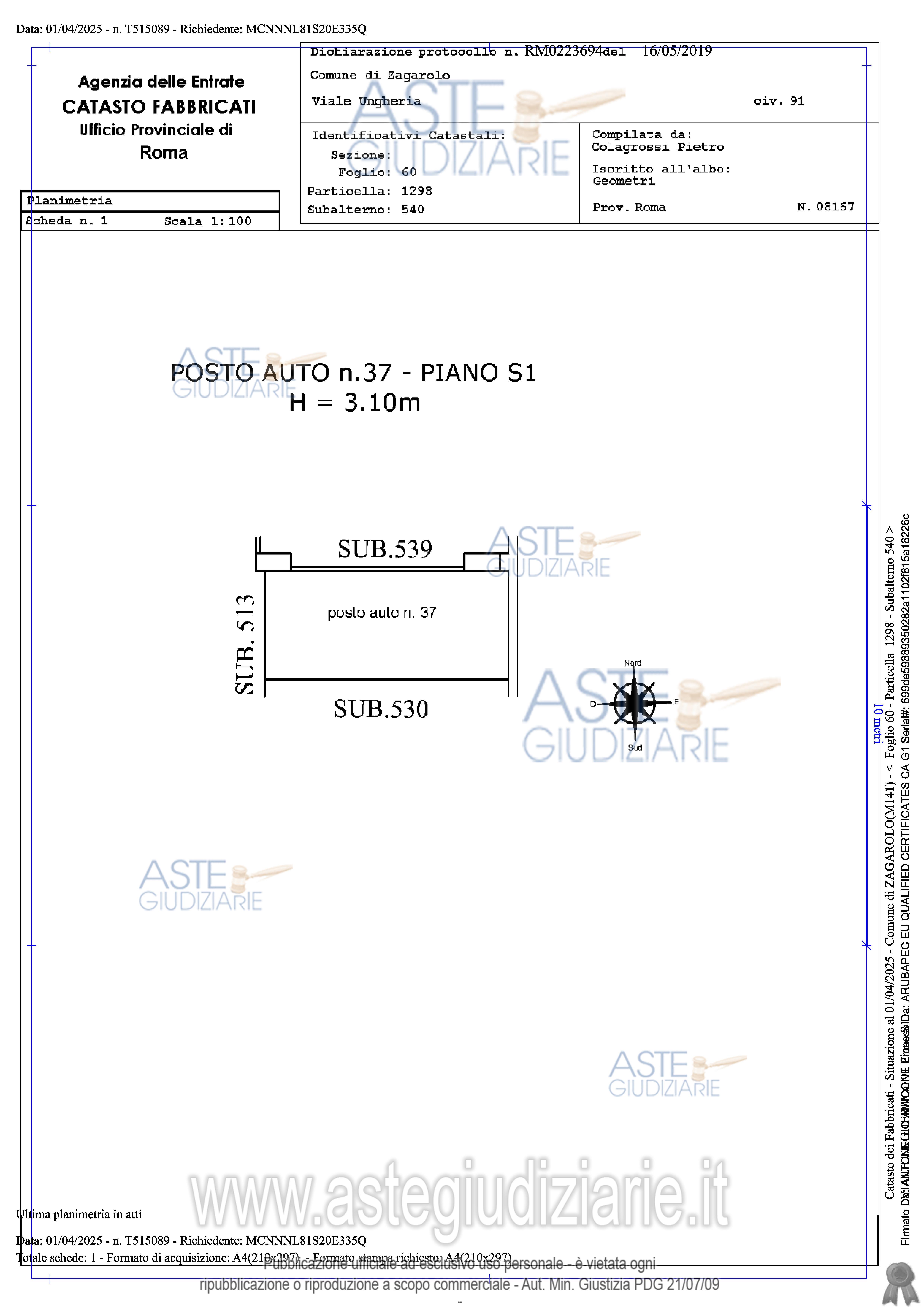 Planimetria del bene