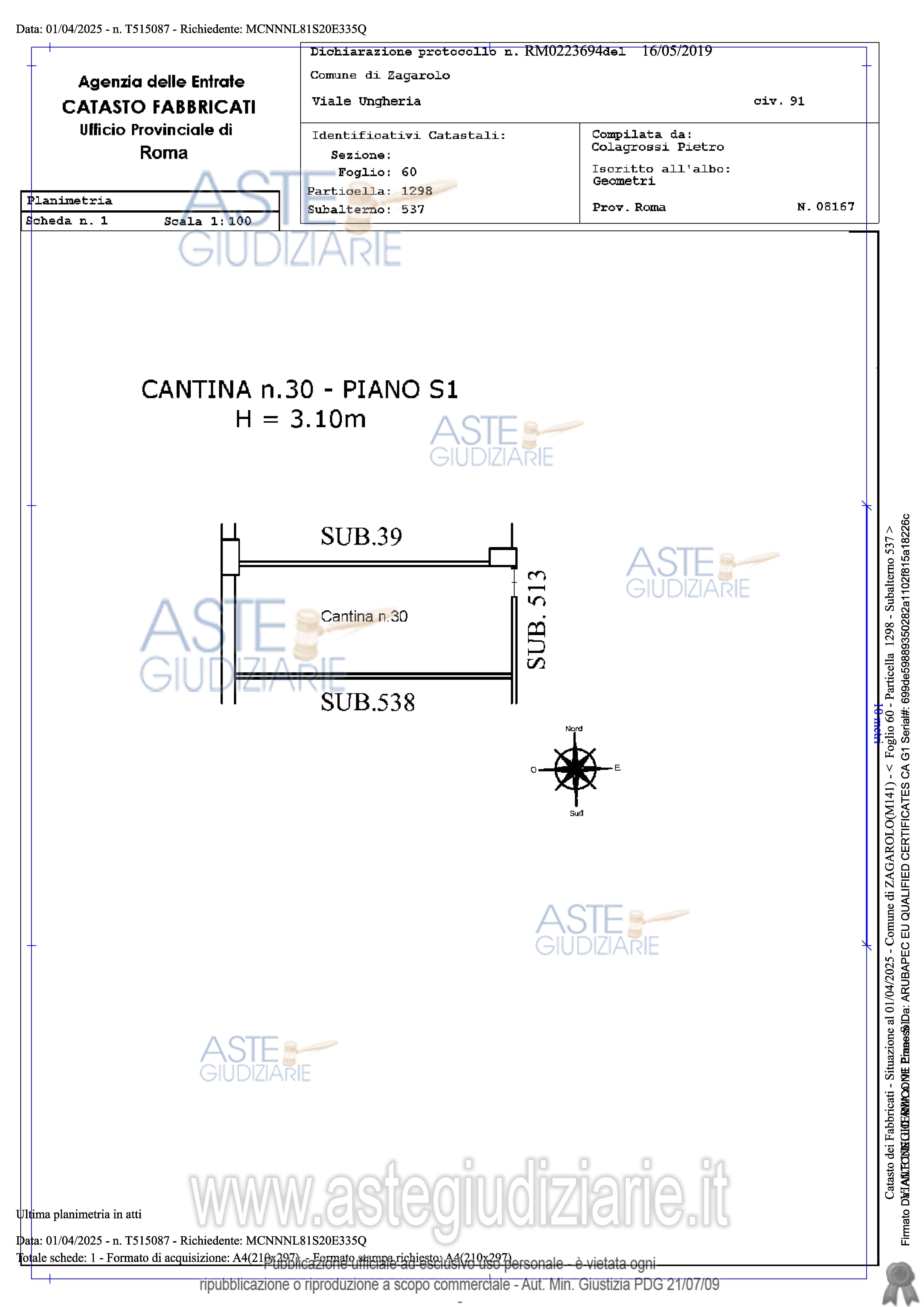 Planimetria del bene