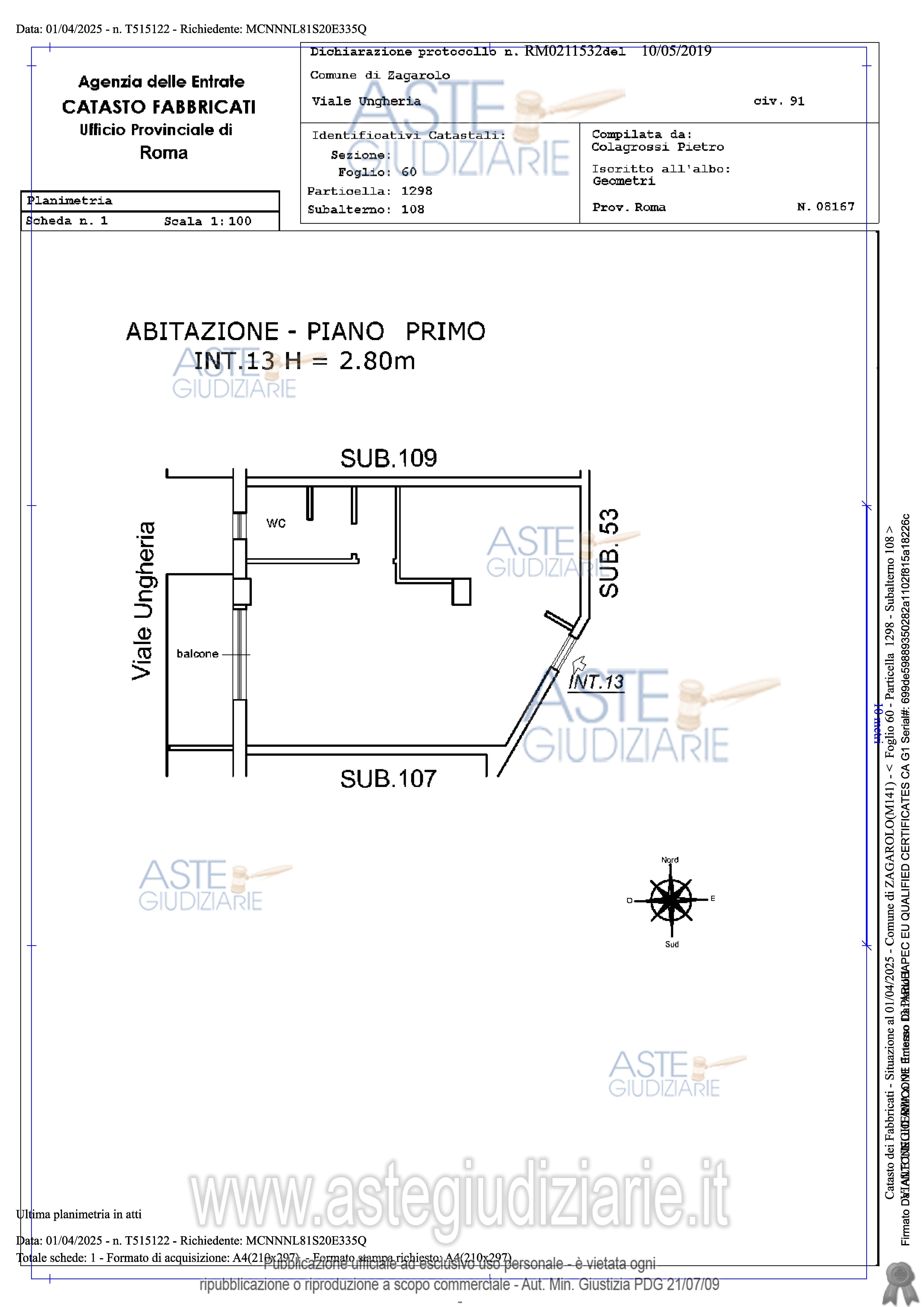 Planimetria del bene