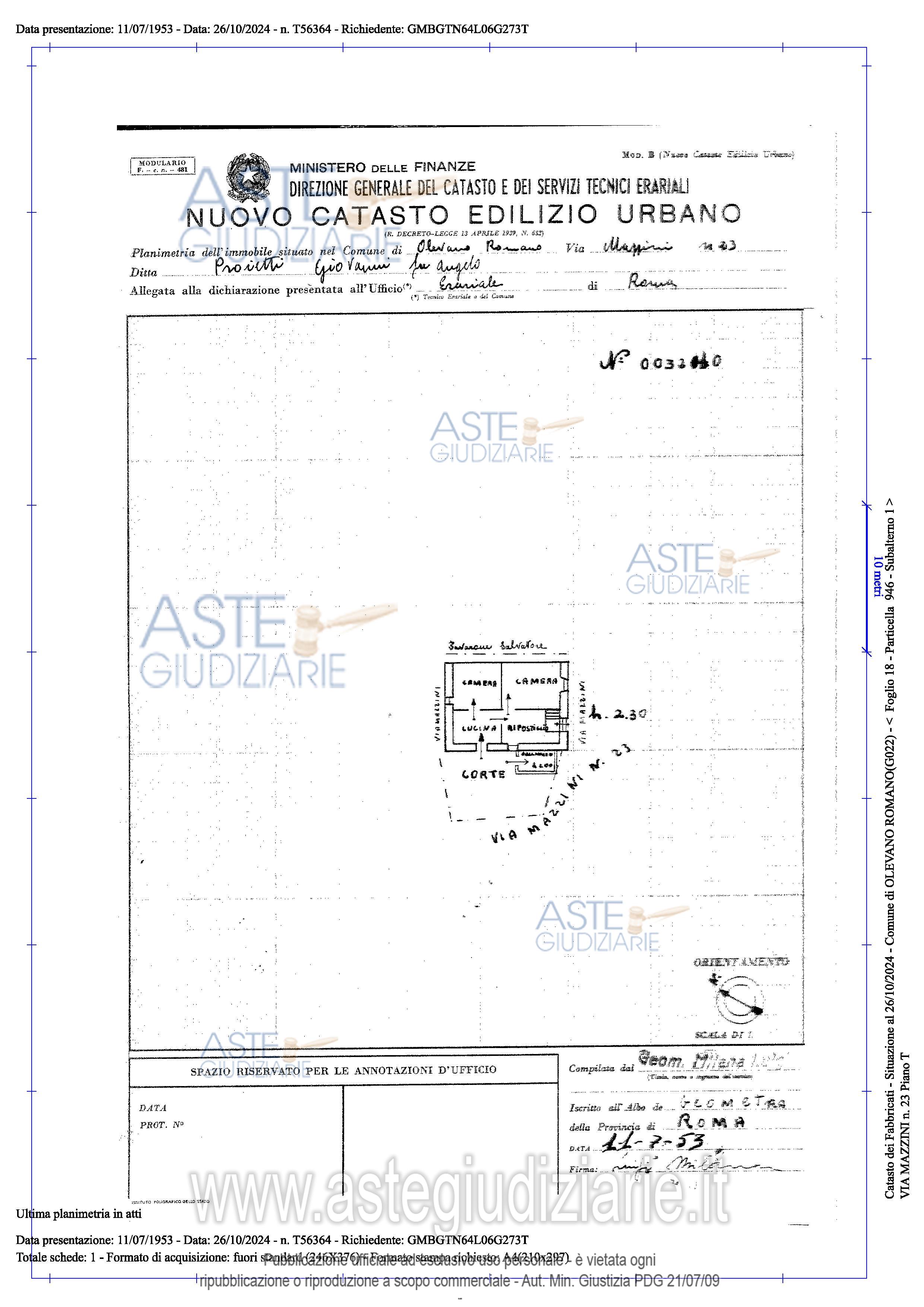 Planimetria del bene