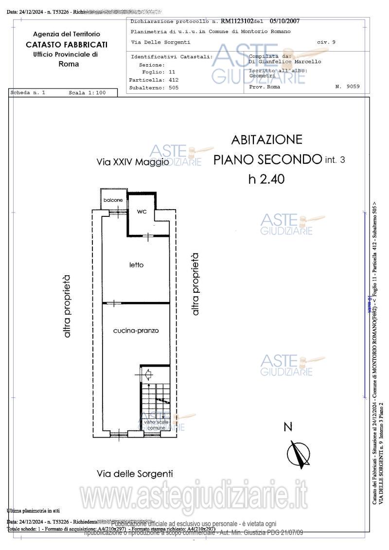 Planimetria del bene