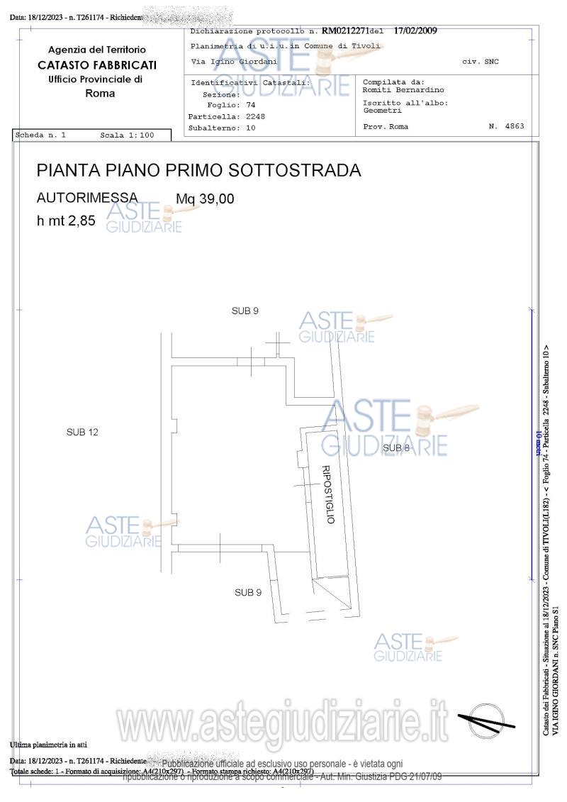 Planimetria del bene