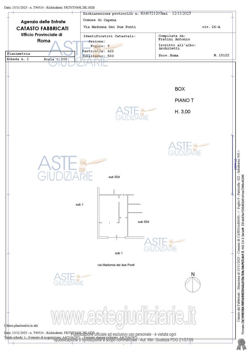 Planimetria del bene