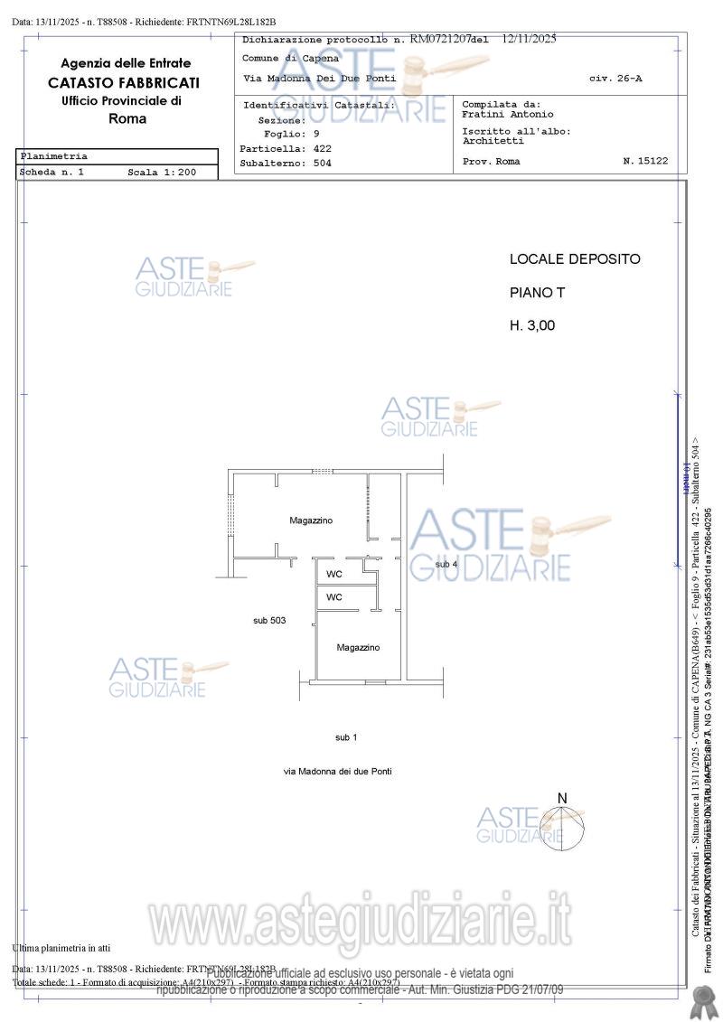 Planimetria del bene