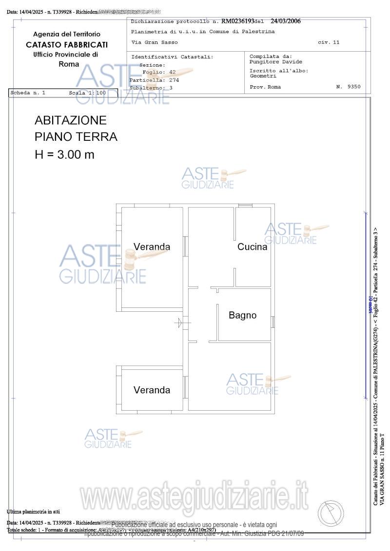 Planimetria del bene